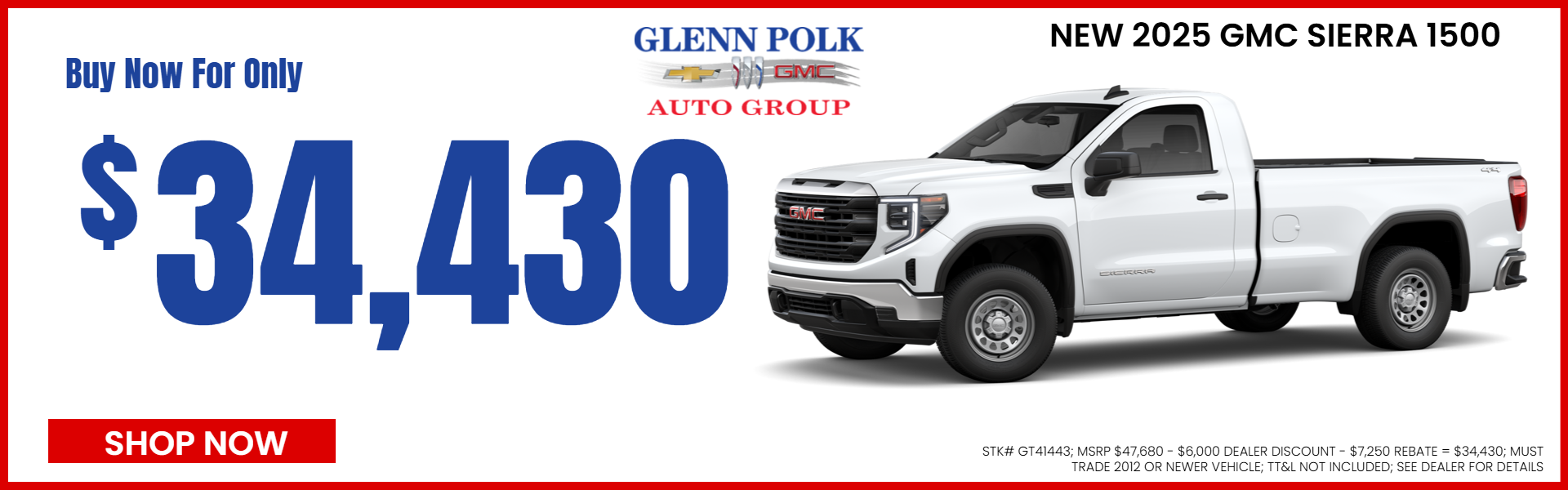 SIERRA 1500 OFFERS FROM GLENN POLK CHEVROLET BUICK GMC